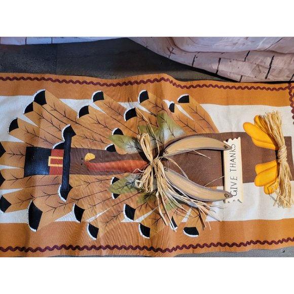 Thanksgiving Turkey Pilgrim give thanks banner flag decor - Picture 3 of 4